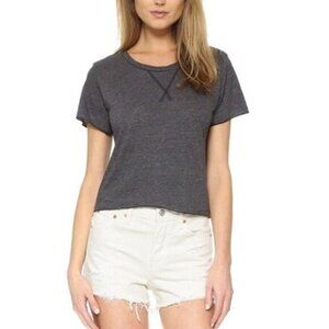 Revolve LNA Annie Crop Top Tee T-Shirt Short Sleeve Crew neck Granite Gray XS